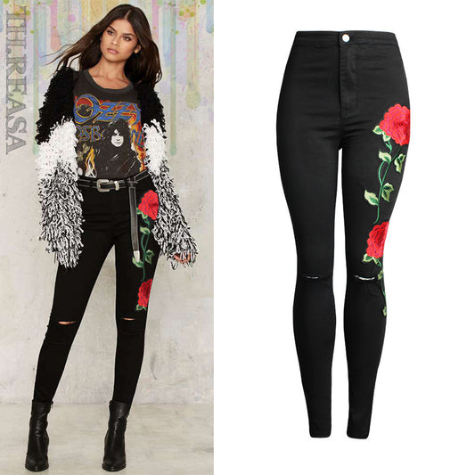 Embroidery Skinny Jeans