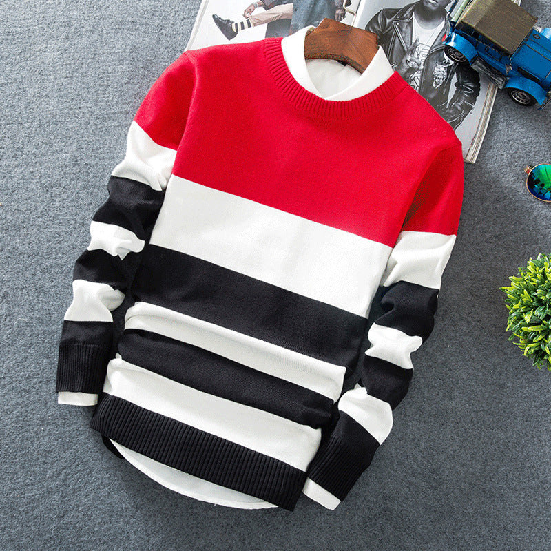 Horizontal-Striped Casual Sweater