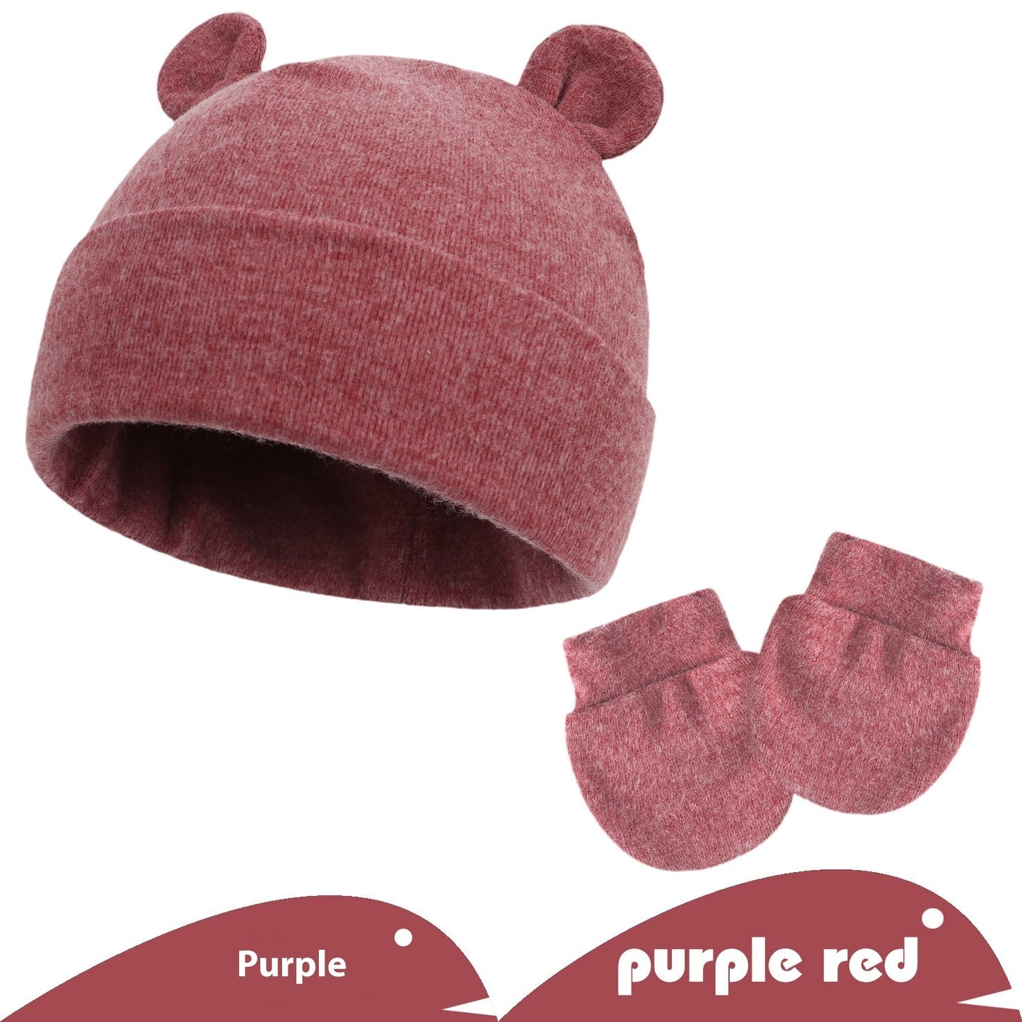 Newborn Gloves Hat Two-piece Set Keep Baby Warm Cashmere Thickened