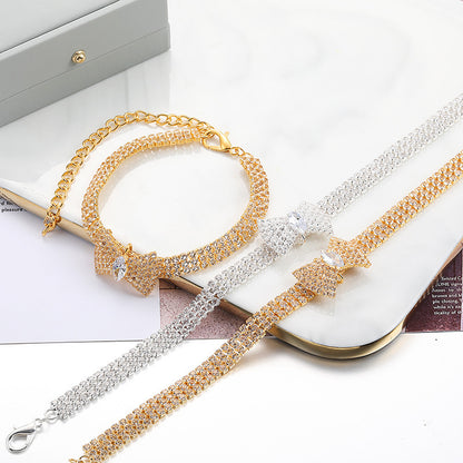 Bow Rhinestone Accessories Collar Adjustable Size