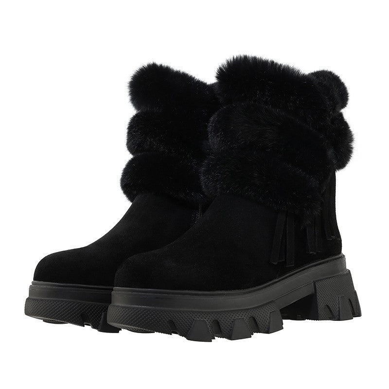 Winter thick-soled mid-tube boots