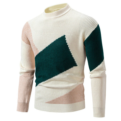 Sweater Men's Round Neck Multicolor Pullover Sweater