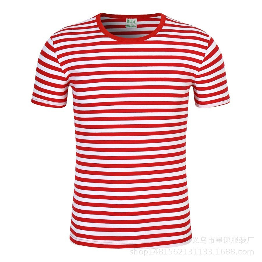 Camisetas a rayas de verano con cuello redondo para hombre