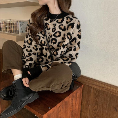 Leopard Print Loose Thick Sweaters