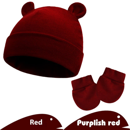 Newborn Gloves Hat Two-piece Set Keep Baby Warm Cashmere Thickened