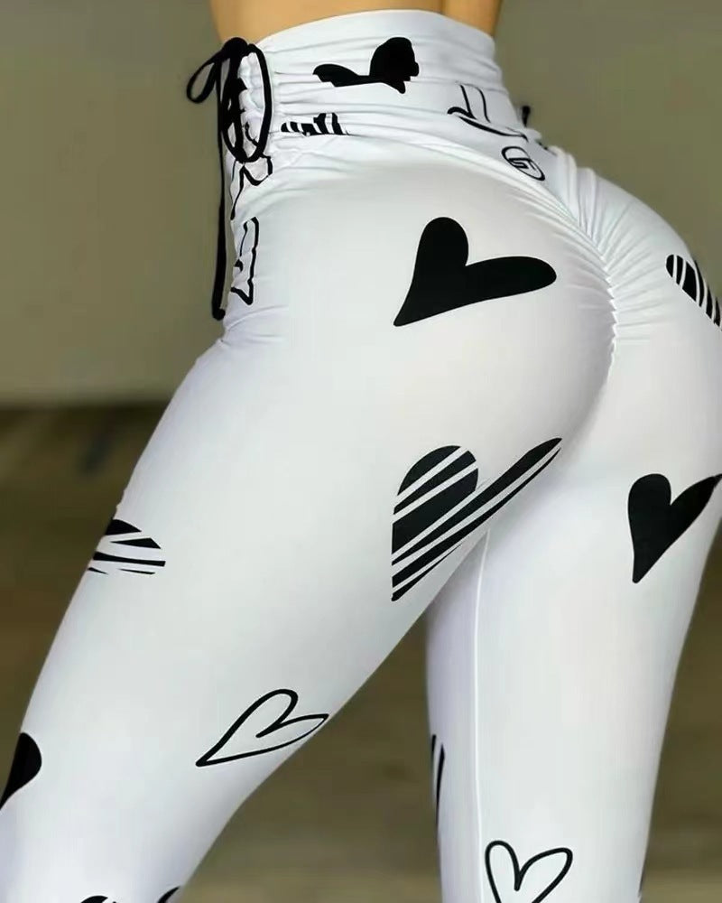 Heart Print Yoga Sports Fitness Leggings