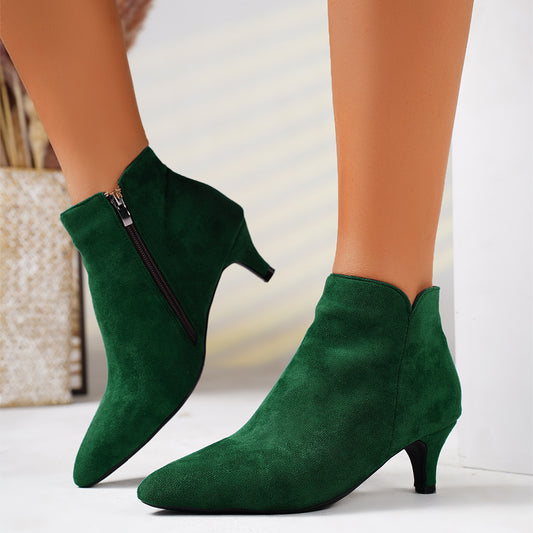 Suede Stiletto Heel Ankle Boots