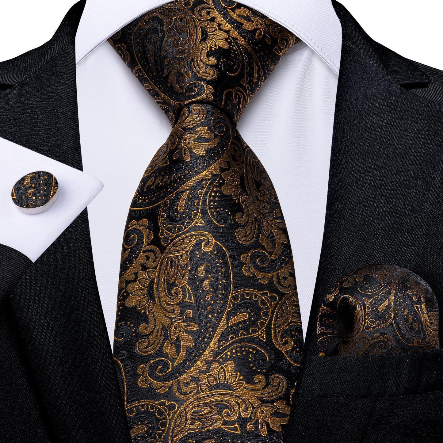 Neckties Luxury Black And Gold