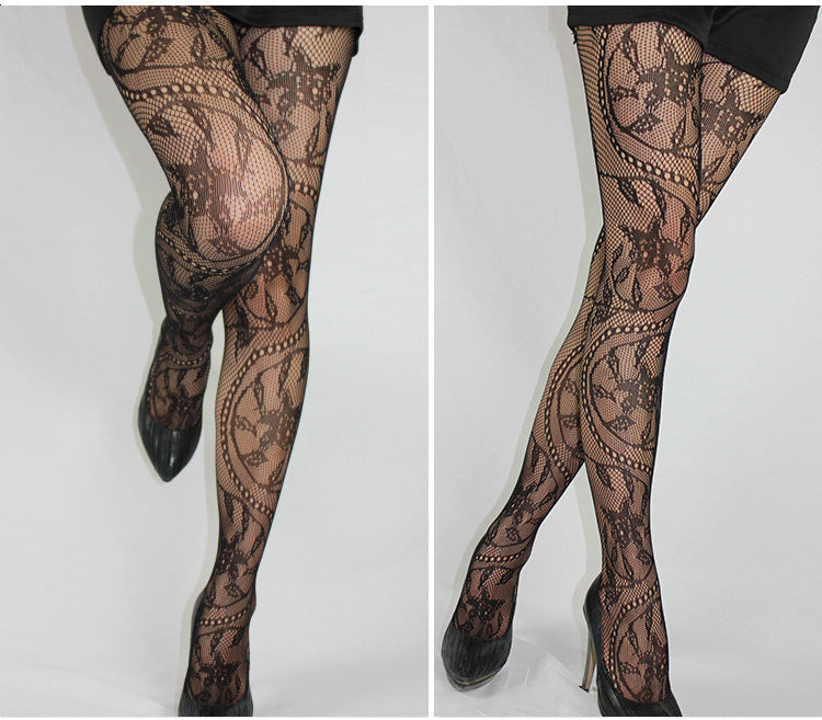 Retro Mesh Panty-hose Totem Stockings