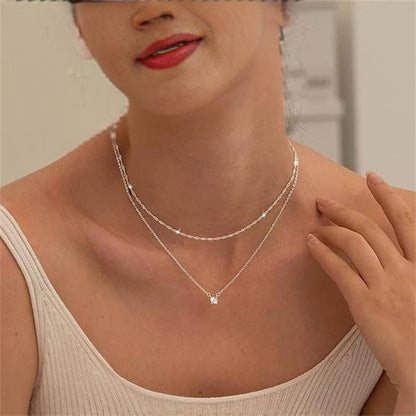 Zircon Double-layer Water Ripple Clavicle Necklace