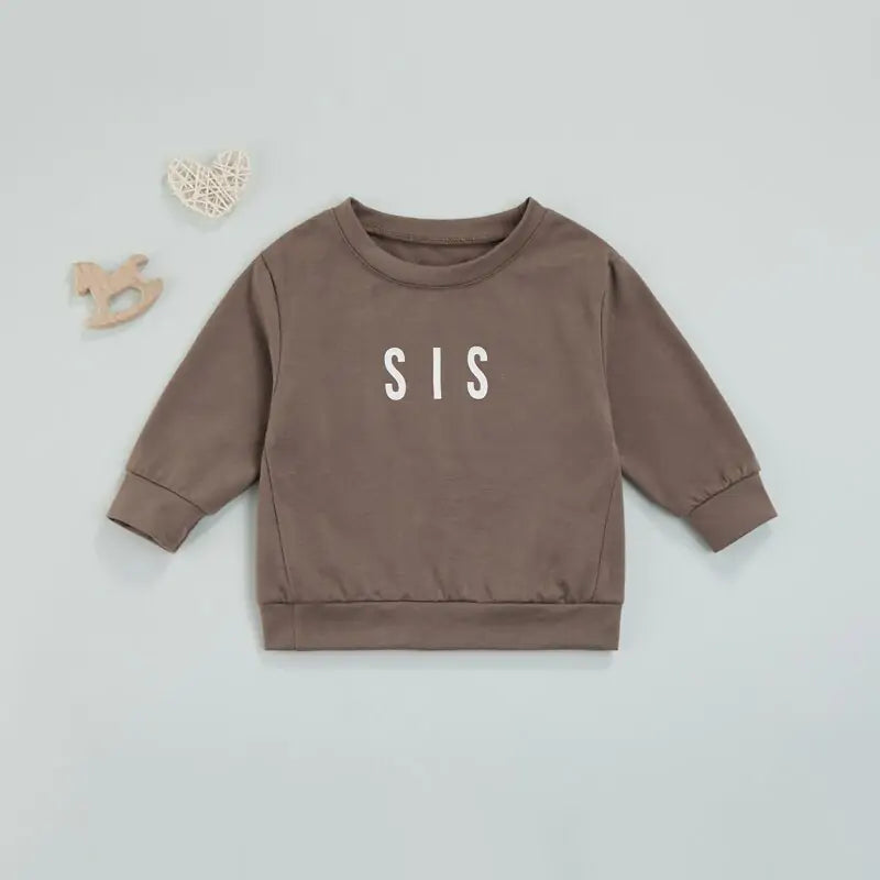 Pullover mit einfarbigem Buchstaben-Print für Kleinkinder