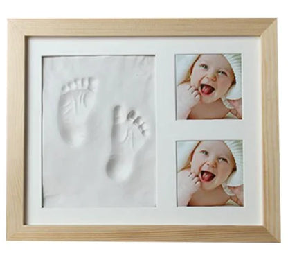 Baby Hand & Footprint Kit with Solid Wooden Frame