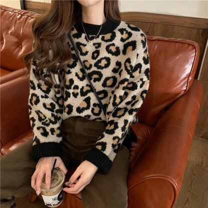 Leopard Print Loose Thick Sweaters