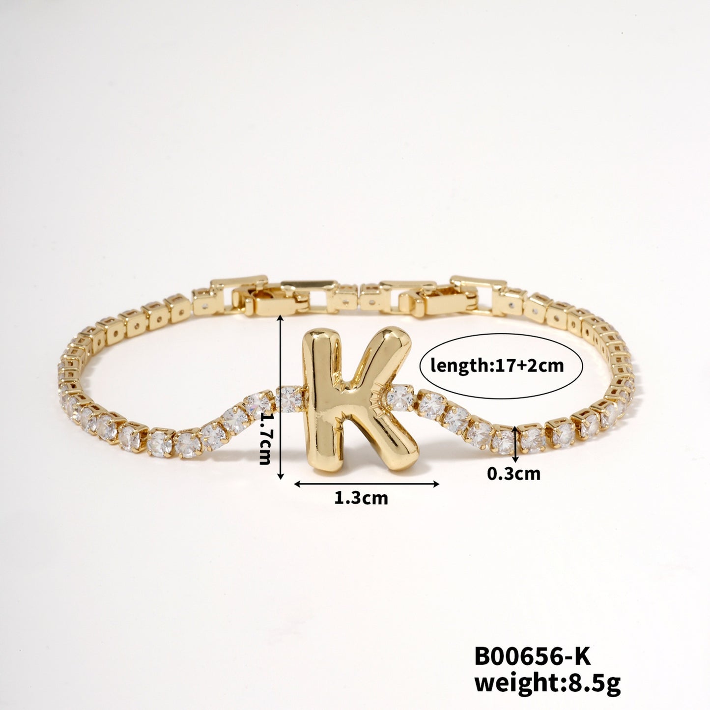 Buckle English Letter Bracelet Female Zircon