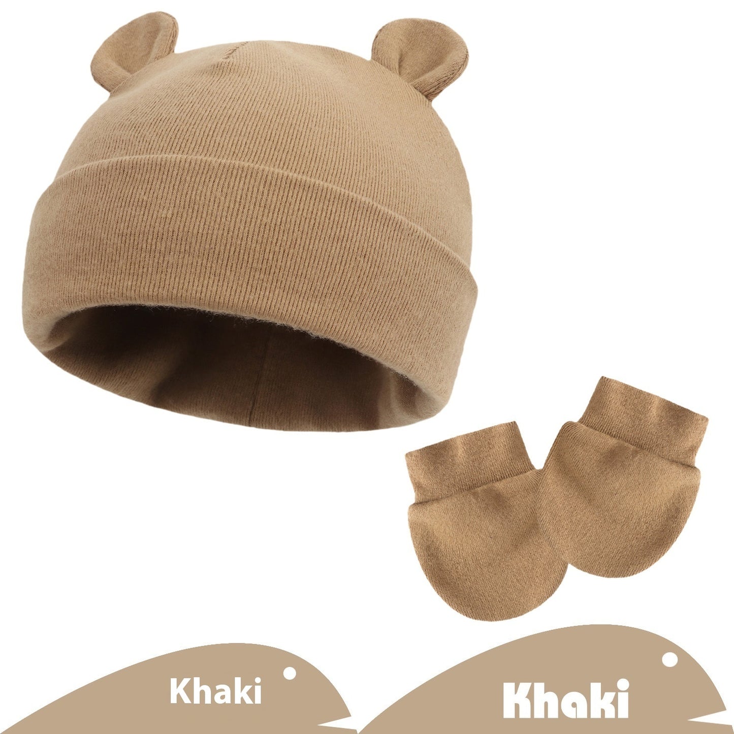 Newborn Gloves Hat Two-piece Set Keep Baby Warm Cashmere Thickened