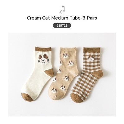 Cartoon Mid Tube Trendy Cotton Women's Socks