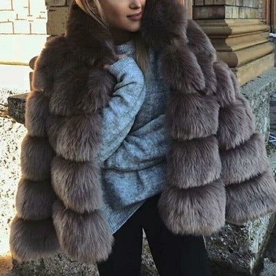 Luxury winter warm fluffy faux fur coats