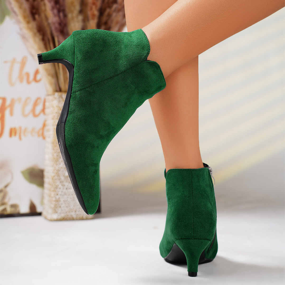 Suede Stiletto Heel Ankle Boots