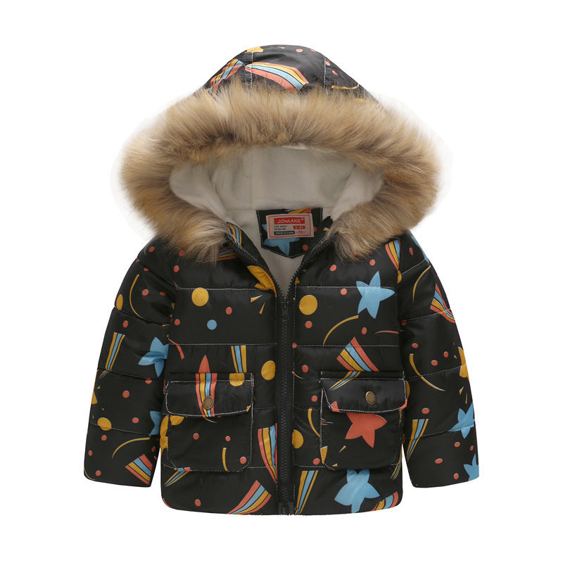 Printed Hooded Cotton Jackets Thickened