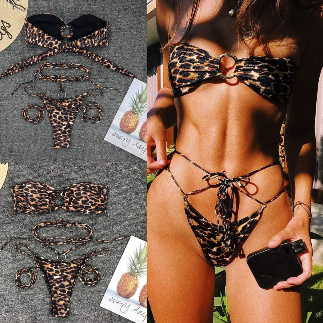 Leopard print bikinis