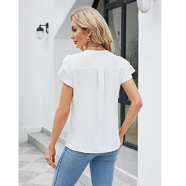 Camisas con volantes Top de manga corta