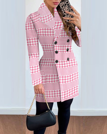 Long-sleeved Collar Printed Coats