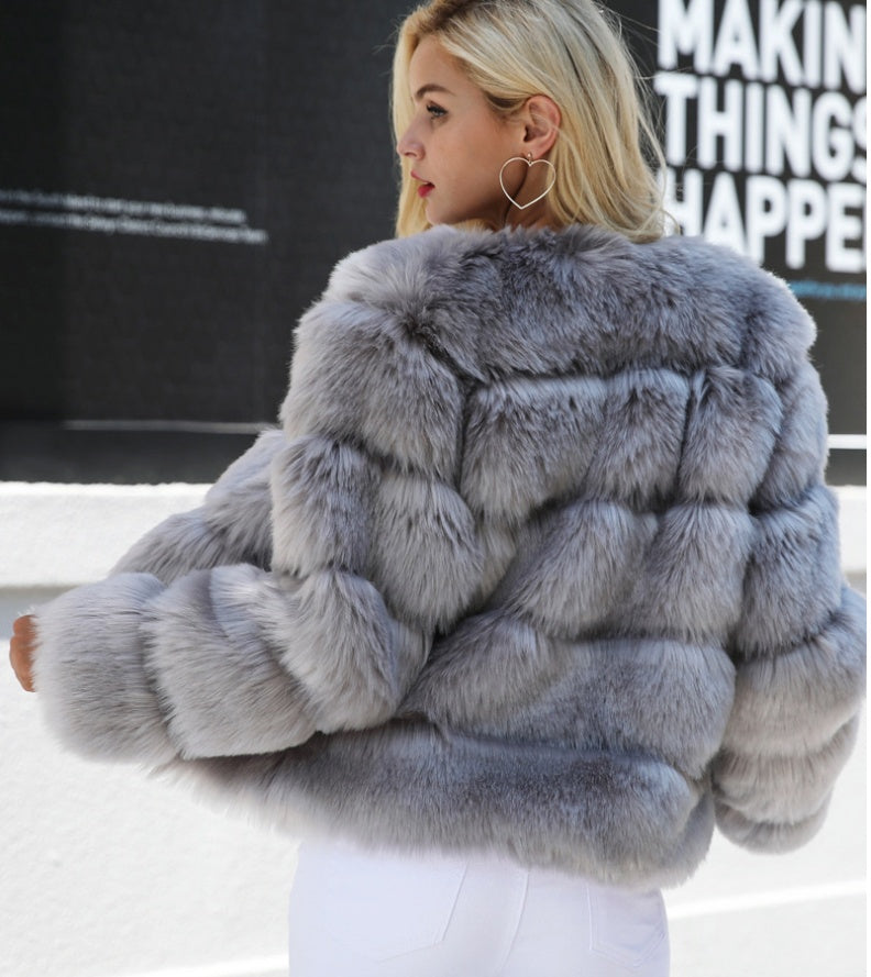 Faux furry slim mink jackets