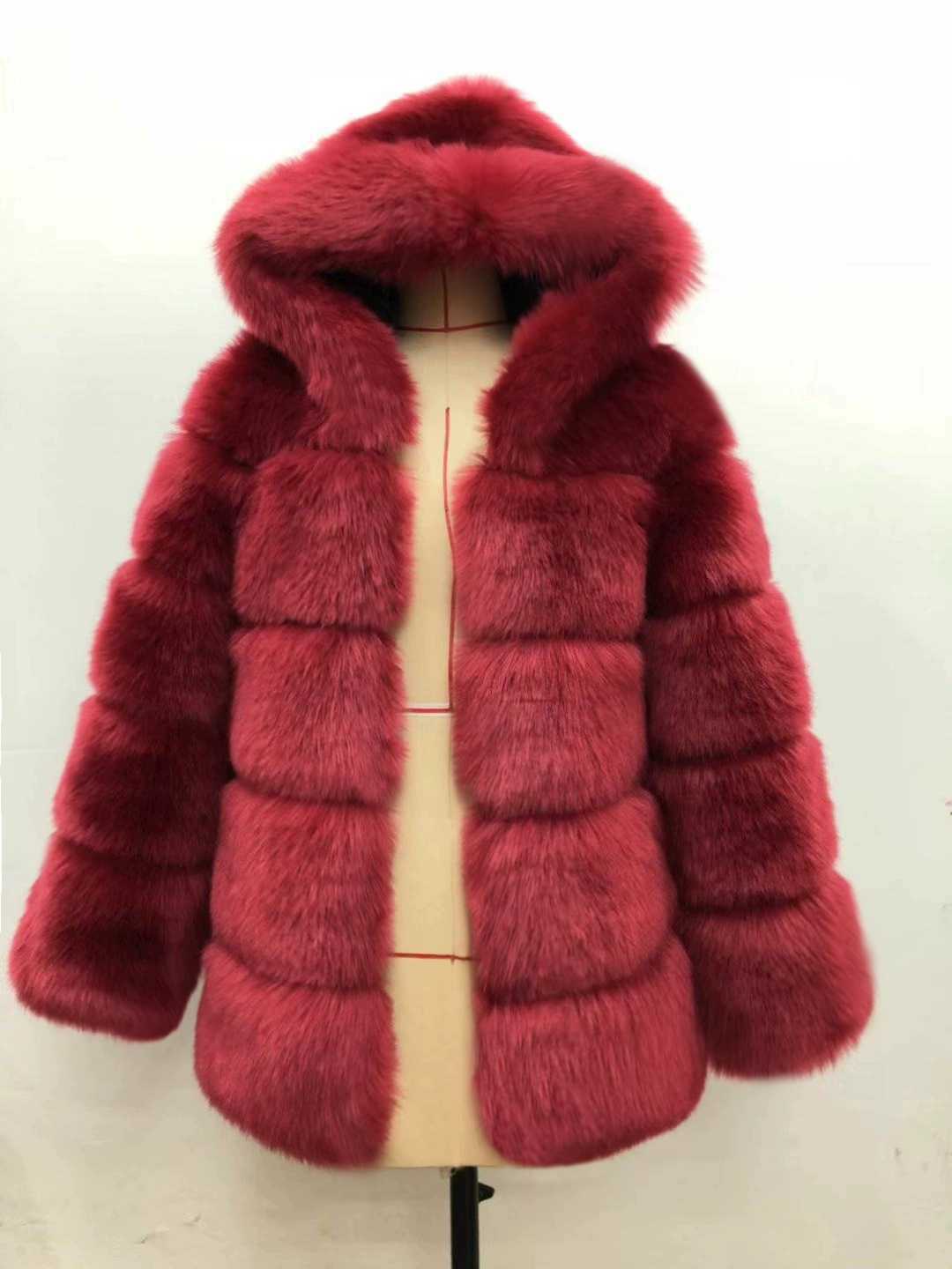 Luxury winter warm fluffy faux fur coats