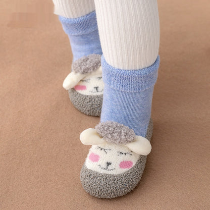 Autumn And Winter Non-slip Cartoon Velvet Extra Thick Fluffy Loop Sock Shoes