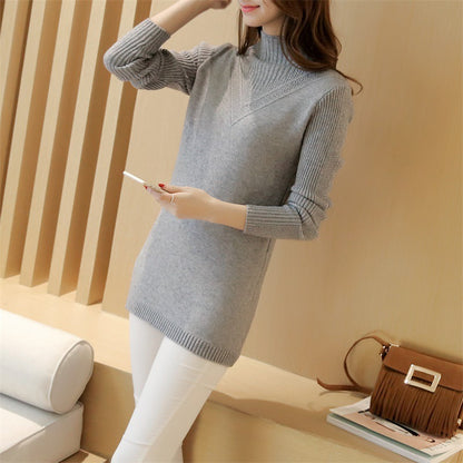 Women Solid Color Half Turtleneck Sweater