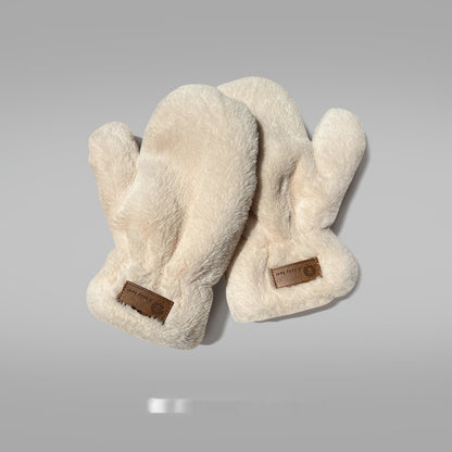 Fleece-lined Mittens Plush Warm Gloves