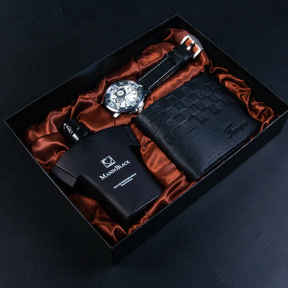 Gift Box Quartz Watch Leather Belt Wallet Perfume Kit