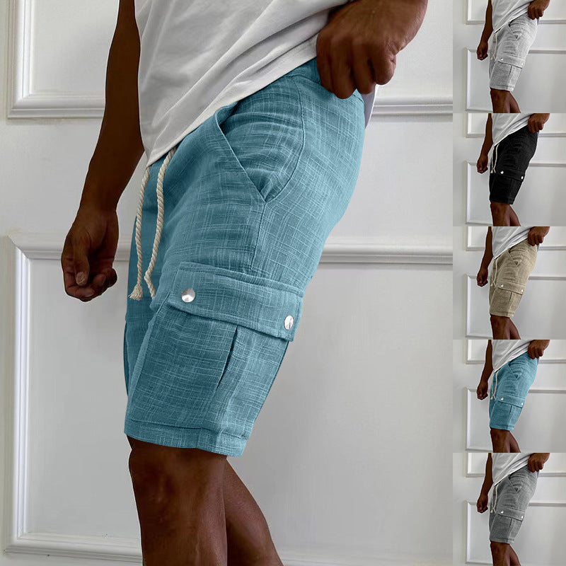 Multi-pocket cotton men's shorts