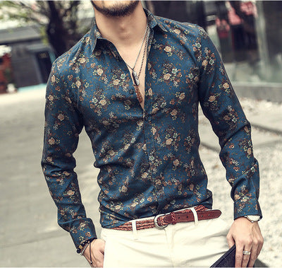 Retro 3D shirt lapel flower shirt