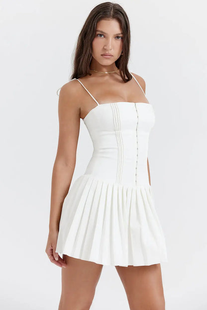 White Pleated Dresses