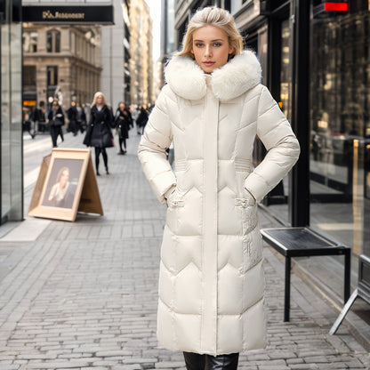 Long Coats With Thickened Fur Collar Cotton-padded