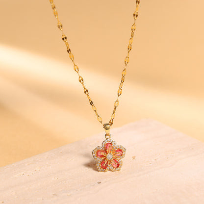 Red zircon flower necklace