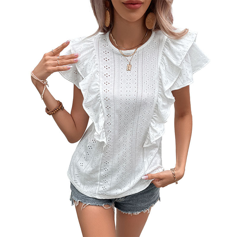 Camisas casuales blancas con volantes