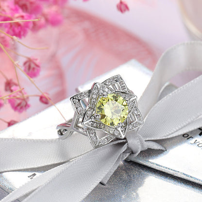 Fashion Flower Zircon Geometric Ring