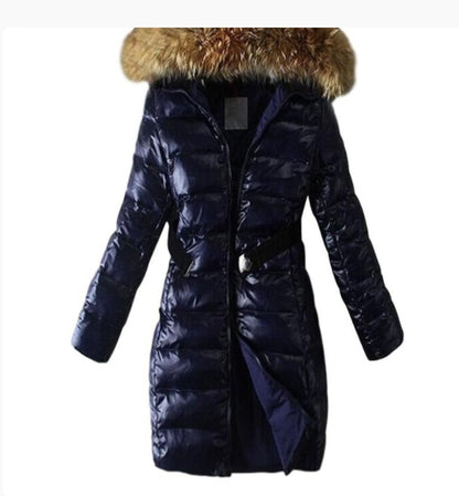 Long Quilted Jacket With Fur Collar