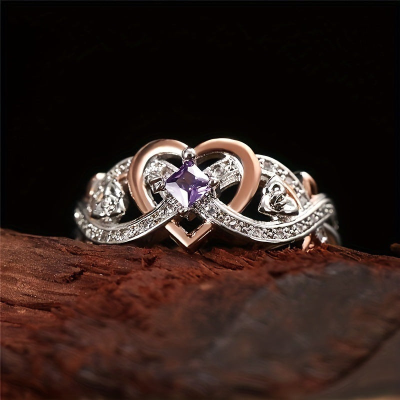 Simple Heart-shaped Zircon Rings