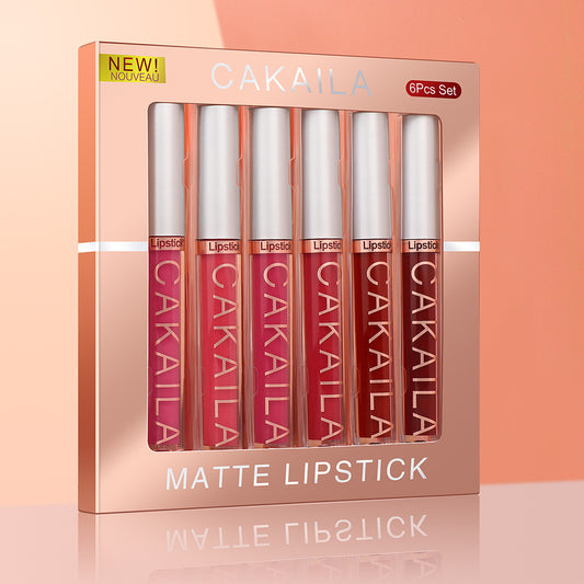 Mattes, nicht klebendes Lipgloss-Set mit 6 Stück