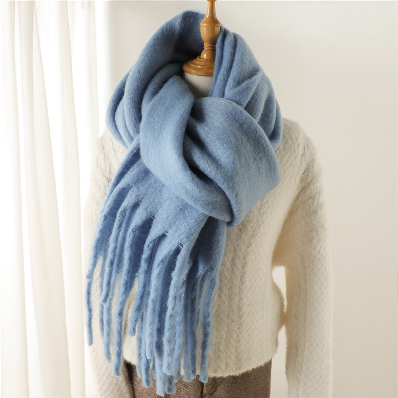 Mohair Pure Color Winter Warm Scarfs