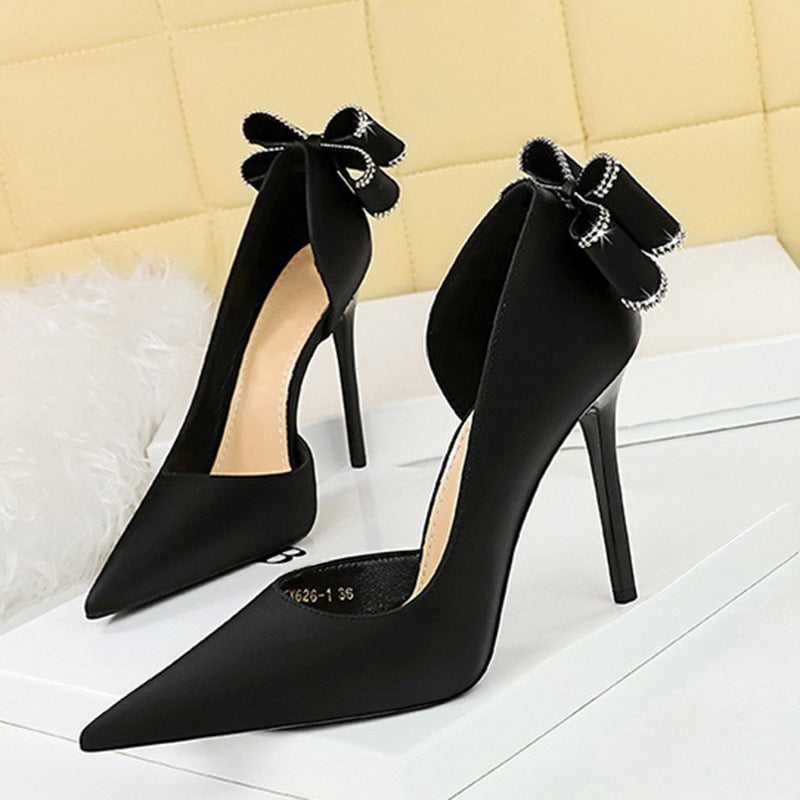 Sexy Low-cut Pointed Toe Rhinestone Stiletto Heels