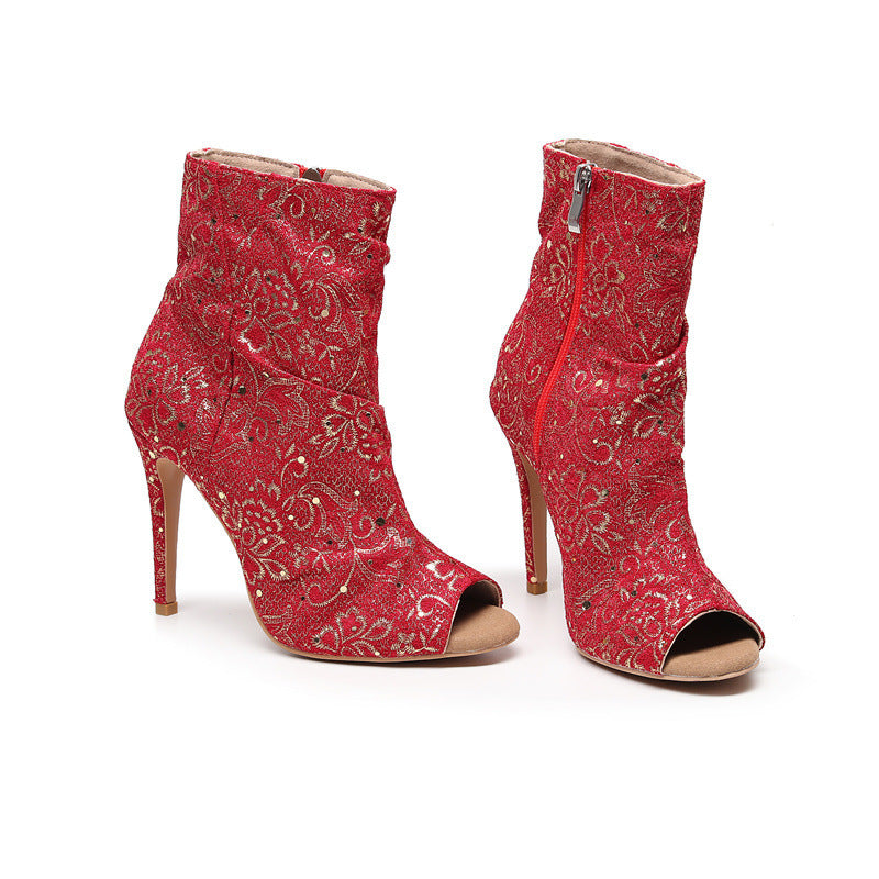 Red Hollow High Heels