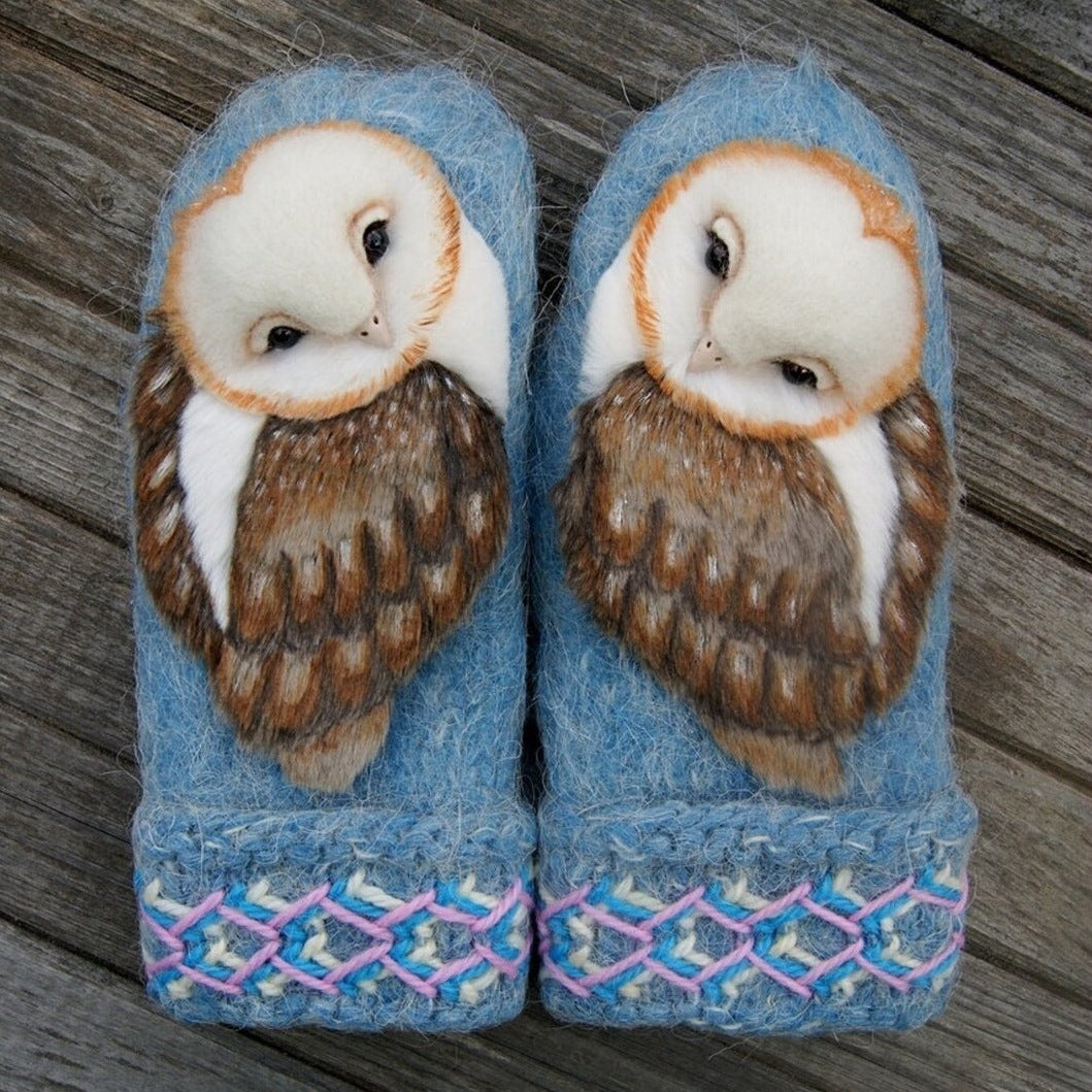 Owls Knitted Wool Winter Gloves