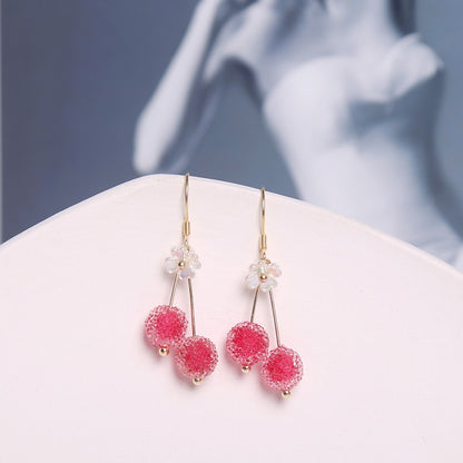 S925 Silver Needle Cherry Earrings