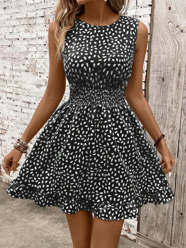 Sleeveless Waist Trimming Dresses