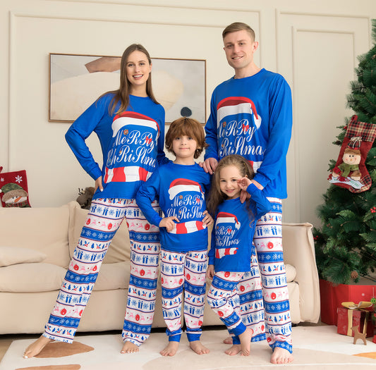 Matching Family Pajamas Sets Christmas PJ's Letter Print Top And Plaid Pants Jammies Sleepwear