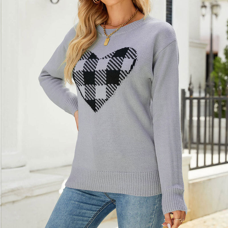 Loose Plaid Love Sweaters